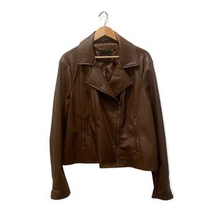 New Sam Edelman brown leather jacket size XXL